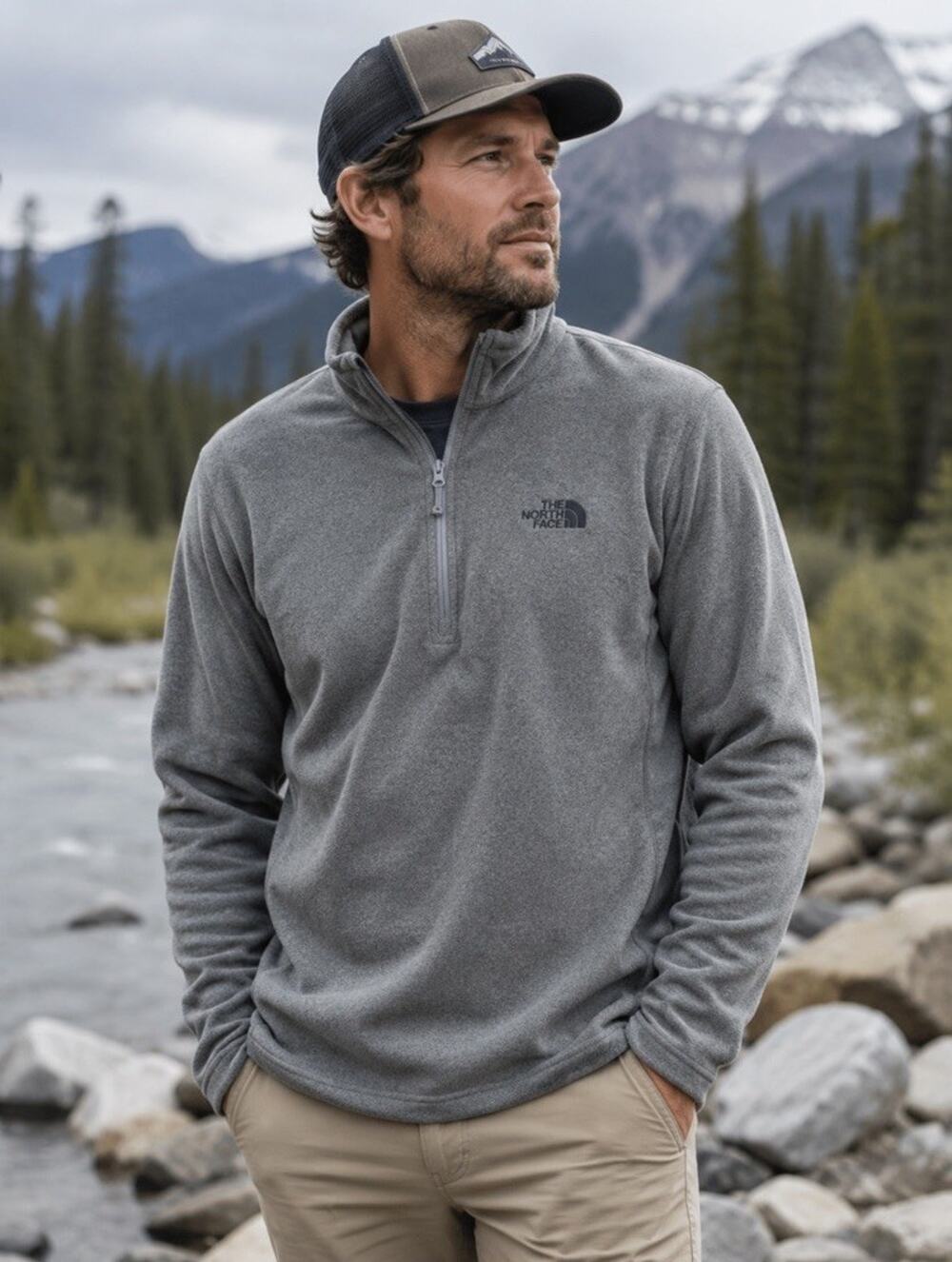 The North Face Men’s Long Sleeve Gray Full Zip Fleece Jacket Sz L Lightweight